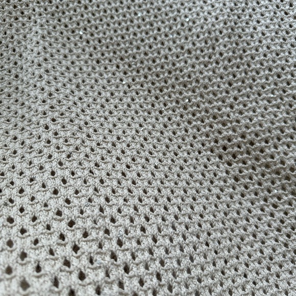 Cute Sparkly Crocheted Beige Maxi Skirt Whimsigoth Indie Granola Girl Knit - Picture 2 of 7